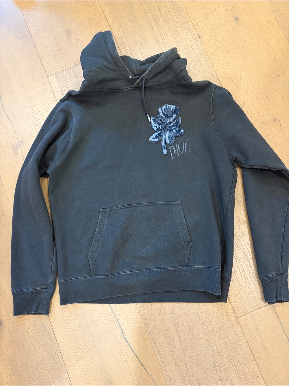Dior Hoodie with Blue Floral Patch